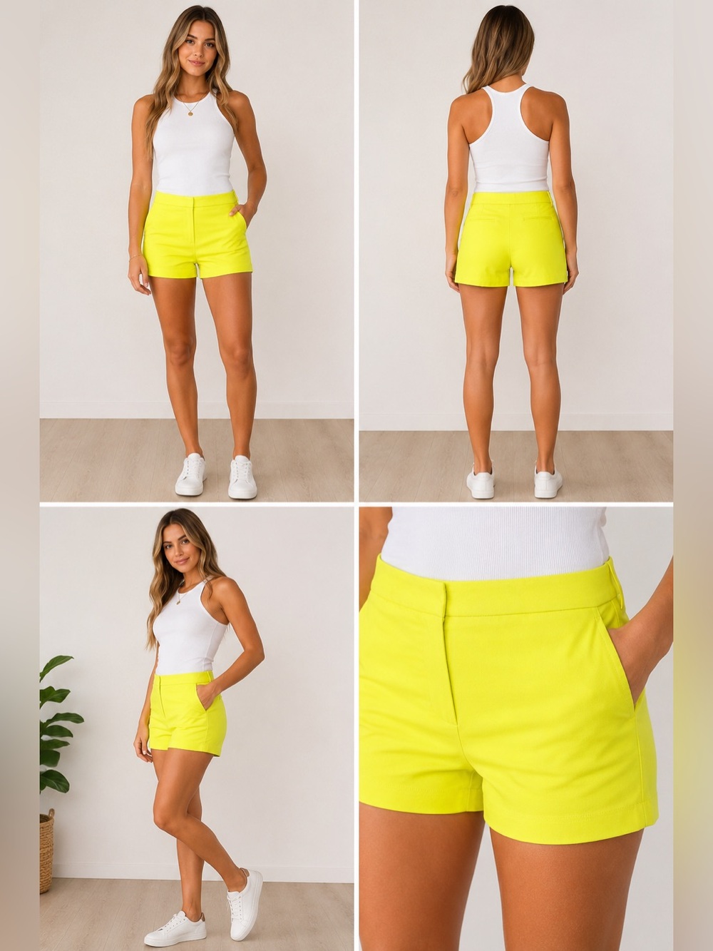 GAP Neon Yellow Stretch Tailored Shorts Size 10